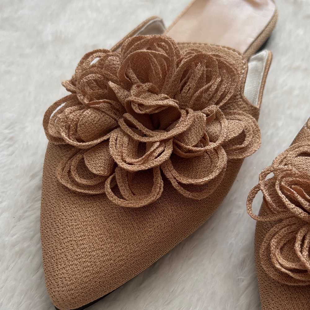 Elegant But Casual Tan Floral Women's Mules - Picture 2 of 5